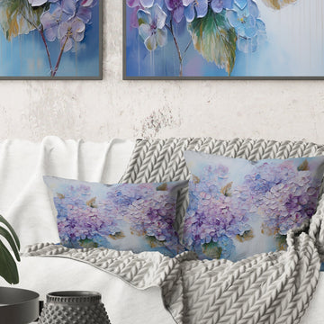Purple Hydrangea Paradise Flowers I - Flower Field Throw Pillow